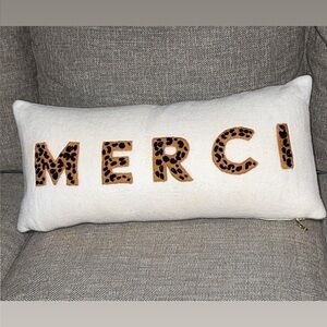 Anthropologie Home Accent Wool Pillow Merci 12”X27”